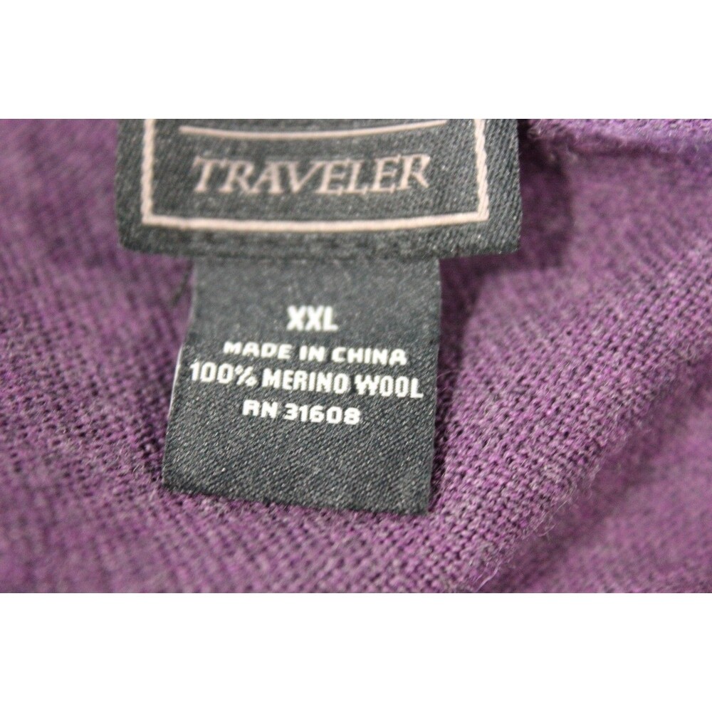 Jos A. Bank Traveler 100% Merino Wool Sweater Long Sleeve Purple Sz XXL - Picture 9 of 9